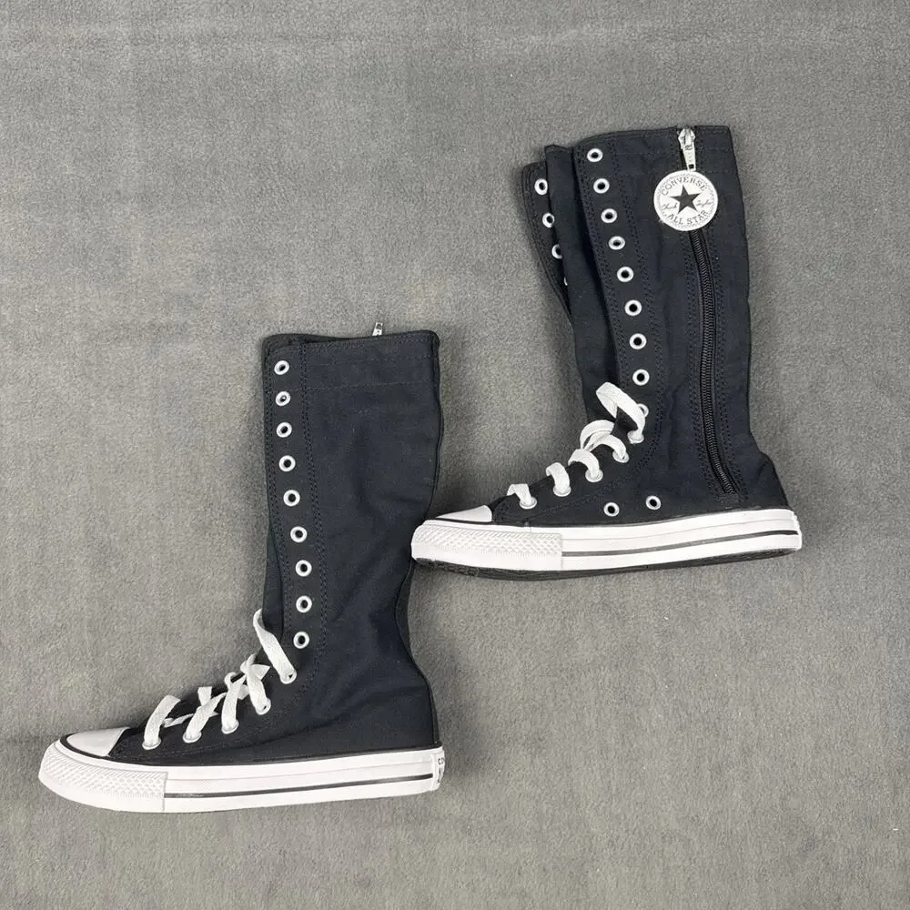 Converse Youth Size 1 Chuck Taylor All Star XX-Hi Sneaker Shoes Black White NEW